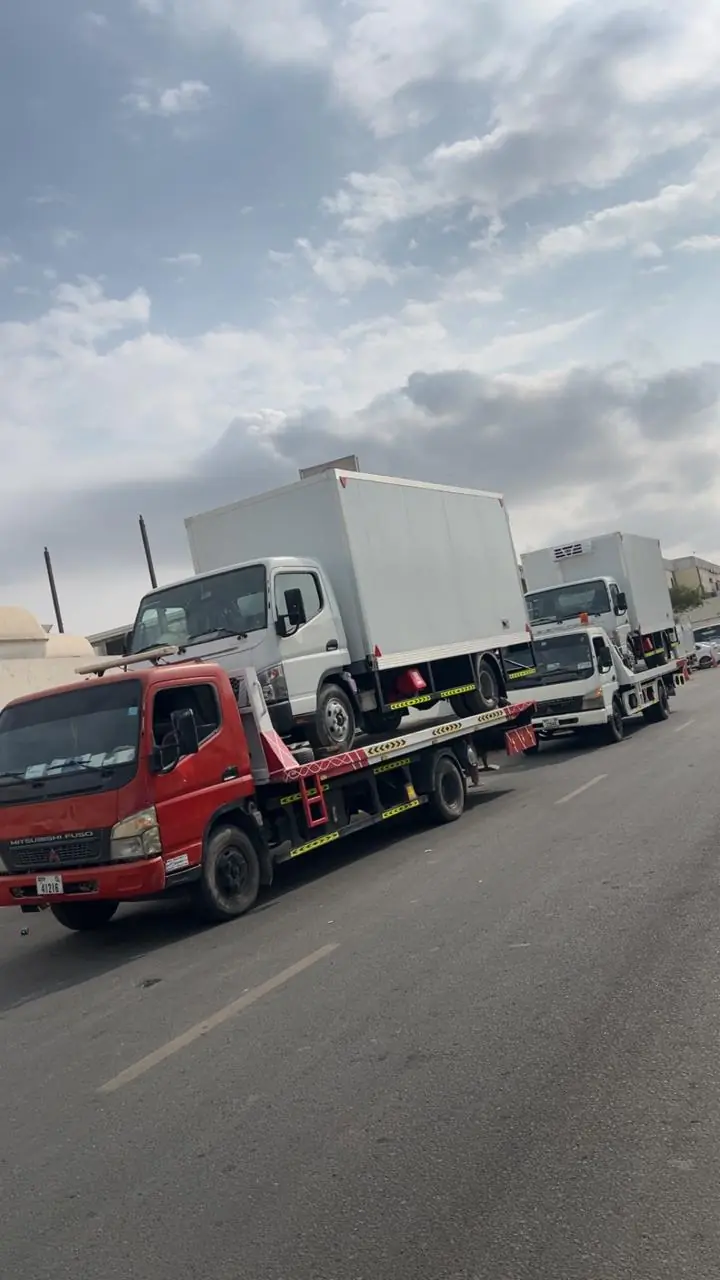 MZ Meer Car Recovery trucks on the road in the UAE